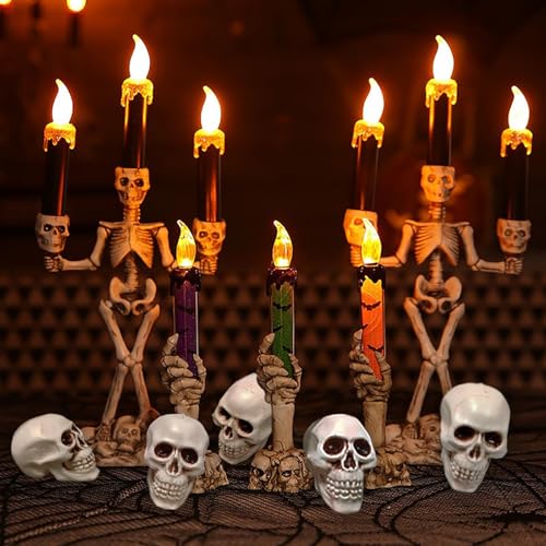 Plastic Realistic Miniature Skulls, Halloween Decoration 10pcs Spooky Small Skeleton Head for Diorama Terrarium Haunted House