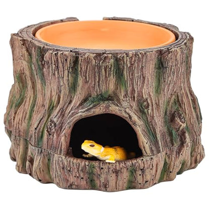 IBWell 3 in1 Reptile Hides and Caves with Detachable Base, Reptile Hideout Leopard Gecko Hide and Crested Gecko Food Dish Humid Hide for Lizard Tank Gecko Tank Accessories