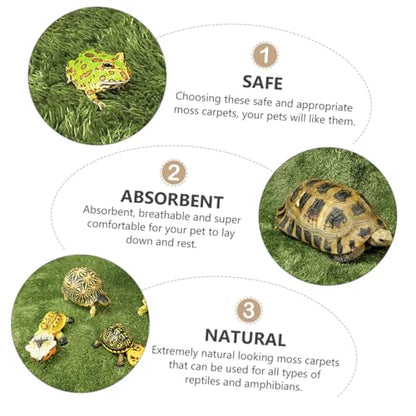 2pcs Natural-Looking Reptile Moss Carpets for Climbing Pets Absorbent Mats Breathable and Washable Terrarium Bedding for Tortoises and Amphibians