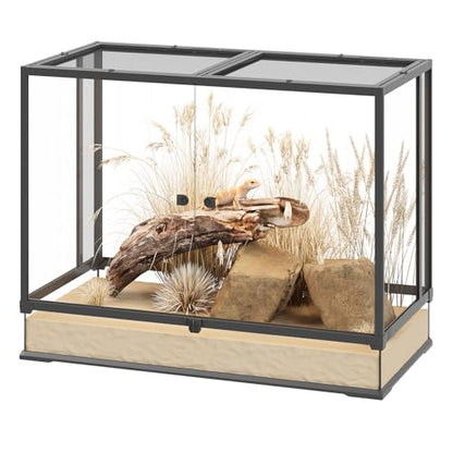 Erinnyees 74 Gallon Reptile Terrarium with Top Screen Ventilation, Snake Habitat with Heating Pad Space, Front Opening Reptile Vivarium with Sliding Cable Outlet for Leopard Geckos, Turtles, Snakes - size: 74 Gallon