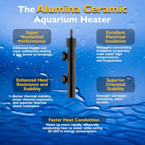 25W Mini Aquarium Heater Betta Heater for 3-5 Gallon Freshwater & Saltwater Tanks, Alumina Ceramic Fish Tank Heater Turtle Heater with Dry-Run & Overheat Protection - size: For Tanks ≤ 5 Gal