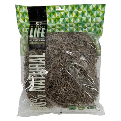 The Habitat Life - Natural Spanish Moss - for Reptiles, Amphibians & Invertebrates Terrariums - Humidity Control - Breathable Bedding - Dye-Free & Safe - Medium - 1 Pack - size: Medium, style: Spanish Moss
