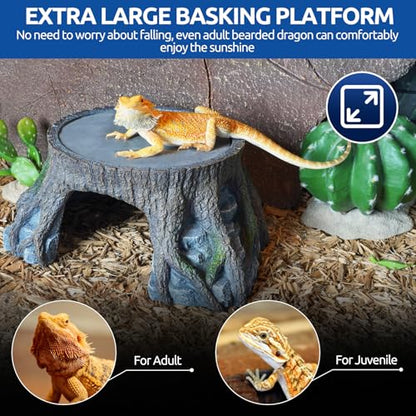 Bearded Dragon Basking Platform, Large Reptile Basking Platform, Reptile Hides and Caves for Adult/Juvenile Bearded Dragon Gecko Lizard Turtle, Climing Slate Heat Rock Hideout