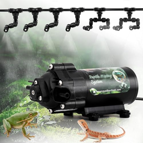 LANUEVA Reptile Humidifier, Quieter Mister Fogger for Terrarium with 4 Single Misting Nozzle + 2 Double Misting Nozzle, Automatic Spray System for Chameleon, Lizard, Snake, Frog (Pump without Timer) - size: Pump without Outlet Timer