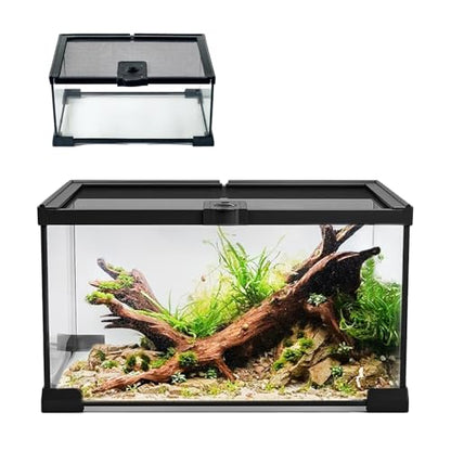 4 Gallon Glass Reptile Terrarium 12"x8"x8" – Stackable Full View Tank for Leopard Gecko, Frog, Snake, Hermit Crab, Tarantula, Jumping Spider Enclosure - size: 12*8*8in