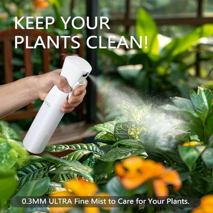 FLAIROSOL - The Original, Plant Mister Spray Bottle for Indoor and Gardens, Continuous Water Mist Sprayer for Plants, Flowers, Cleaning,10.1oz (White Bottle - Green Print)