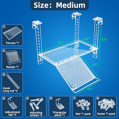 Turtle Docks Large Adjustable Turtle Basking Platform for Aquatic Turtles, Design for Tanks 0.3"-2" Thick, Stable Construction,Slip-Resistant Ramp,Adjustable Ramp Direction (13'' x 6.9'') - size: 13'' x 6.9''