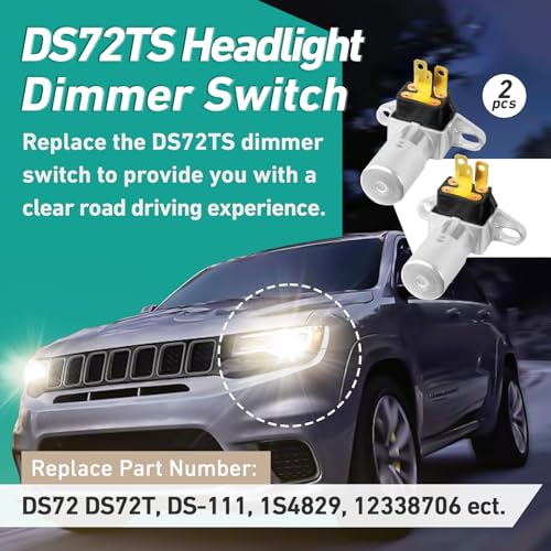 2Pcs DS72T DS-72 Headlight Dimmer Switch - D808 Dimmer Switch with 3 Terminal Replacement for Many Car Light Dimmer