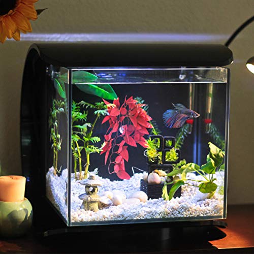 balacoo Artificial Fish Tank Aquarium Plant- Plastic Water Plant with Suction Cup- Aquarium Look Green Leaves Grass Decoration for Lizards Geckos Snake Pet Habitat Decoration