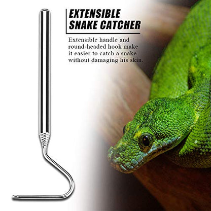 Asixxsix Reptile Catcher, Stainless Steel Reptile Capture Hook, Tough and for Moving Small Snakes Pet Shop Reptile Collecting Wild Snakes