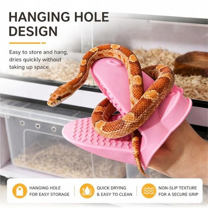 Silicone Pet Grip Gloves, Anti-Scratch Anti-Bite Hand Cover, Food-Grade Non-Toxic, Non-Slip Design, Random Color for Reptiles, Snakes, Small Aggressive Pets