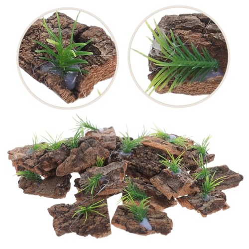 VANZACK 20pcs Natural Cork Bark Reptile Terrarium Background for Climbing and Hiding Tree Bark Decor for Reptile Tank Supplies Realistic Aquarium Habitat Enhancement