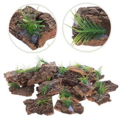 VANZACK 20pcs Natural Cork Bark Reptile Terrarium Background for Climbing and Hiding Tree Bark Decor for Reptile Tank Supplies Realistic Aquarium Habitat Enhancement