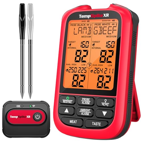 TempPro TempSpike 2000FT Wireless Meat Thermometer Digital with 2 Ultra-Thin Meat Probe, Grill Thermometer Wireless for Smoker, BBQ, Grill, Turkey Kitchent Gift for Dad Husband (Previously ThermoPro) - style: 2000ft Red