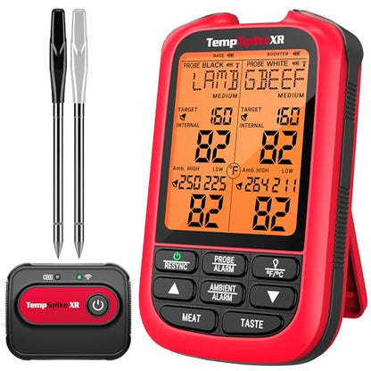 TempPro TempSpike 2000FT Wireless Meat Thermometer Digital with 2 Ultra-Thin Meat Probe, Grill Thermometer Wireless for Smoker, BBQ, Grill, Turkey Kitchent Gift for Dad Husband (Previously ThermoPro) - style: 2000ft Red