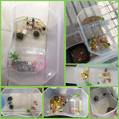 PINVNBY Plastic Turtle Tank Reptile Habitat Pet Terrariums Turtles Tank Aquarium Terrapin Topper Basking with Platform Plants,Durable,Safe, Non-Toxic(White) - color: White