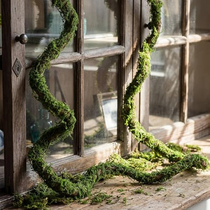 Janinka 2 Pcs 118in Large Bendable Artificial Tree Branches with Moss Enchanted Forest Decorations DIY Jungle Climber Vines Fake Moss Jungle Party Decor for Garden Landscape Reptile Habitat Decor