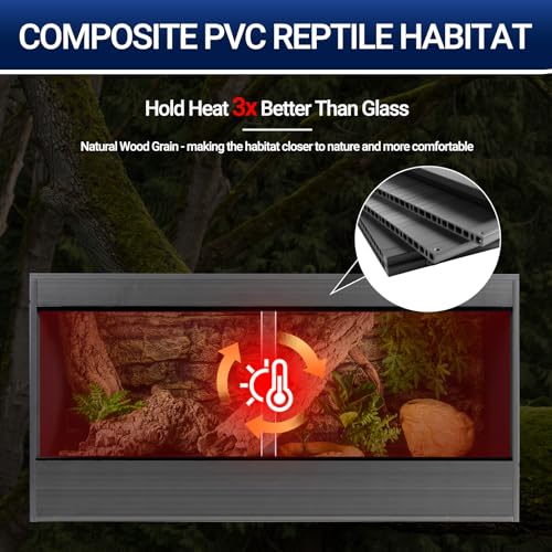 50 Gallon Reptile Enclosure, 36x18x18 Composite Wood & Plastic Eco Reptile Tank Terrarium, 36" Wide Lightweight Reptile Habitat Lounge for Ball Python Bearded Dragon Gecko Turtle - size: 36x18x18 inch