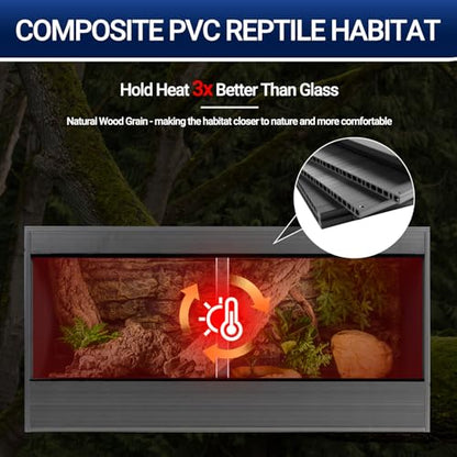 50 Gallon Reptile Enclosure, 36x18x18 Composite Wood & Plastic Eco Reptile Tank Terrarium, 36" Wide Lightweight Reptile Habitat Lounge for Ball Python Bearded Dragon Gecko Turtle - size: 36x18x18 inch