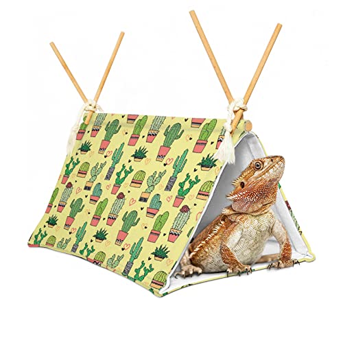 Bearded Dragon Tent Bed,Cactus Pattern Reptile Bearded Dragon cage/hides and Caves/Habitat Hideout… (Cactus 1)