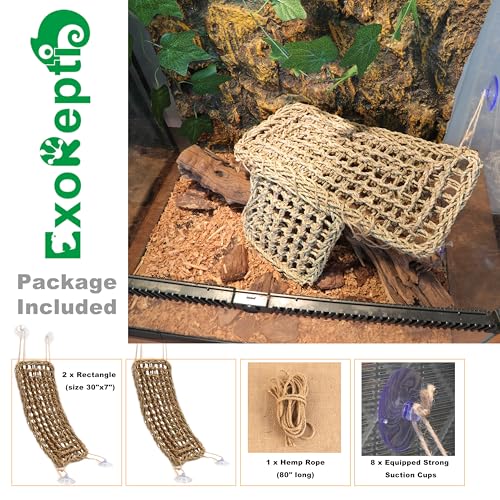 Bearded Dragon Hammock Lizard Tank Accessories Reptile Lounger Amphibian Habitat Décor for Chameleon, Geckos, Snakes, Hermit Crab, Lguana Reptiles, Tortoises - size: 30"+30"