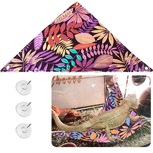 Bearded Dragon Hammock, Reptile Lizard Lounger Ladder Accessories Terrarium Habitat Decor for Large Small Bearded Dragons Geckos Lizards Snakes (Purple) - color: Purple