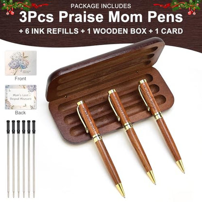 Renawe Cool Wooden Pens with Pen Box Gift for Mom, Mother In Law, Christmas, Mother's Day, Birthday Ideas, Cute Engraved Pens, Unique Presents for New Mom from Daughter Son - color: Mom