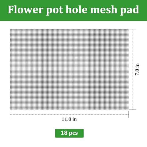 18pcs Flower Pot Hole Mesh Pad, 11.8x7.8 Inch Planter Mesh Drainage Screen, DIY Drainage Netting Pot Bottom Grid Mat Keep Soil from Flowing Away