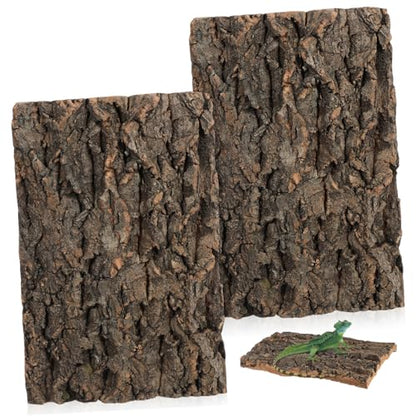 2 Pcs Cork Bark Aquarium Decoration for Fish Tank Ornament Natural Tree Trunk Terrarium Background and Climbing Bark Reptile Habitat Decor for Snake and Gecko Fade Resistant Fish