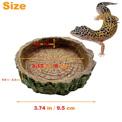 2 Pack Small Reptile Food Bowls, Reptile Feeding Terrarium Bowls for Bearded Dragon Lizard Frog Gecko Tortoise Hermit Crab Snail (Brown B) - color: Brown - 2 Pack S+M Bowls