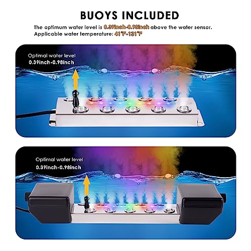 Ultrasonic Fogger 10 Head Ultrasonic Mist Maker Fogger Pond Mister Fogger with Float for Halloween Decorations Aquarium Fish Tank Terrarium Greenhouse Plants Fountain, 19.8 lb/h (9000ml/h)