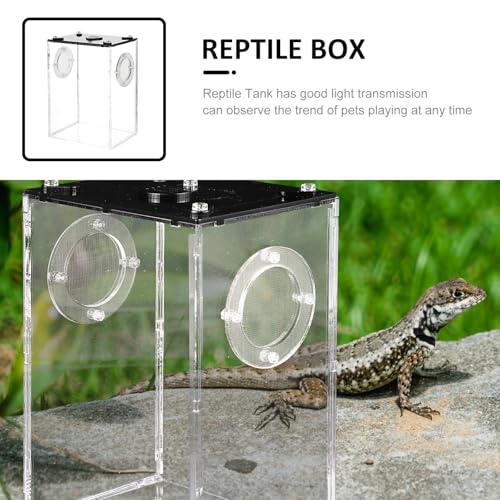 COHEALI Transparent Acrylic Reptile Breeding Box for Lizards Snakes Tarantulas Frogs Small Turtles Spacious Safe Terrarium Tank with View for Insect Hermit Crab Habitat