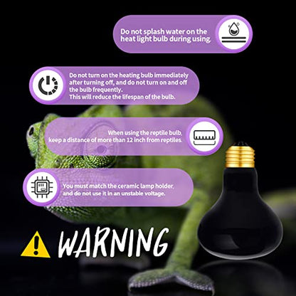 75W Night Heat Lamp Heating Infrared Bulb, Moonlight Bulb Reptile Heat Lamp UVA Spot Lamp for Reptile and Amphibian - Lizard Tortoise Snake Chameleon Spider 2 Pack