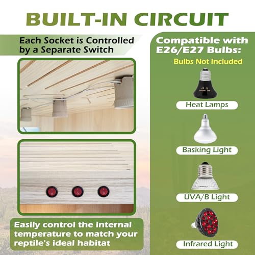 Royxen Bearded Dragon Tank,65 Gallon Reptile Tank with Leg Stand,Built-in Lighting Reptile Enclosure,Tempered Glass Bearded Dragon Encloure for Chameleon(Oak,40"x 20"x 20") - color: Oak, size: 65 Gallons,40"x20"x20"