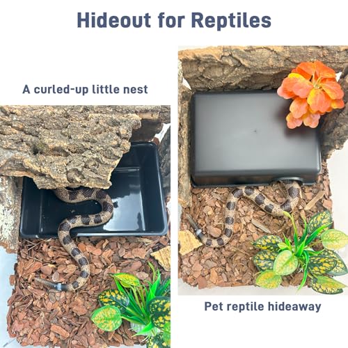 Humid Hideout Cave for Reptiles, Snake Hide for Ball Pythons, Gecko Hide, Leopard Geckos, Bearded Dragons,Compact Terrarium Decor with Easy-Clean Design (9.5"x6.7"x2.2" Large) - size: Large (1 Count)