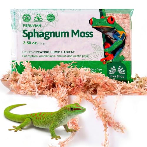 Sphagnum Moss for Reptiles Dried Long Fiber Natural Peruvian Bedding Terrarium Substrate Humid Hide Leopard Gecko Snake Frog Tortoise Turtle Tarantula Amphibian Vivarium Bioactive Enclosure 3.5 oz