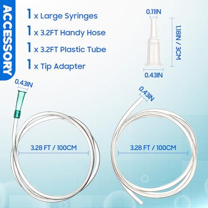 SHAOTONG 60ml Syringe with 40 Inch Tube and Tip Adapter, for Feeding Pets, Liquid Refilling, Drawing Oil Fluid - size: 60ML/CC