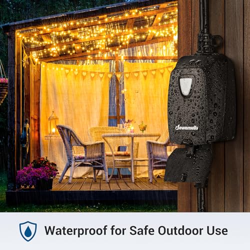 DEWENWILS Outdoor Dimmer for String Lights, Remote Dimmer Switch, Weatherproof Dimmer Plug, 100FT Range, Compatible with Dimmable LED/Tungsten Bulbs - style: Black Dimmer