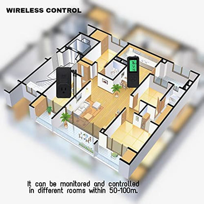 DIGITEN Wireless Temperature Controller WTC200 Thermostat Outlet Greenhouse Thermostat Plug in Temperature Controller with Remote Cooling Heating Mode for Home Brewing Reptiles Incubation