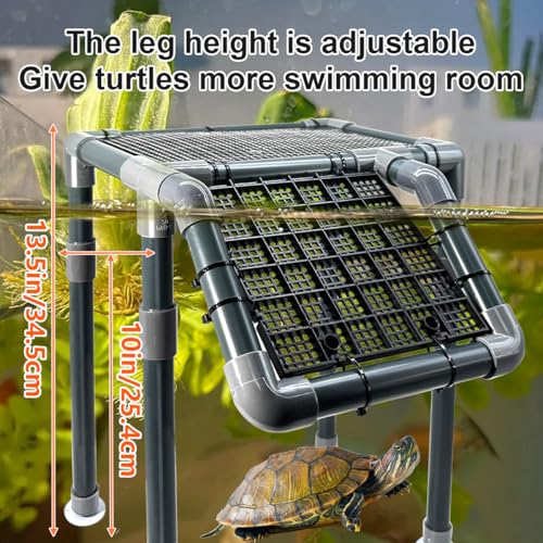Large Basking Platform for Aquatic Turtles, 10.8" Width Resting Area, Adjustable Height Turtle Basking Platform with Suction Cup, Turtle Tank Accessories