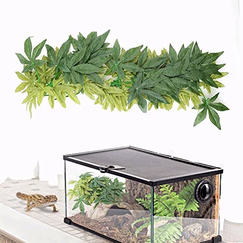 Pssopp Artificial Terrarium Plants, Reptiles Artificial Vine Plastic Fake Hanging Leaves Green Simulation Plant Reptile Terrarium Habitat Decor Aquarium Fish Ornament - size: 50cm