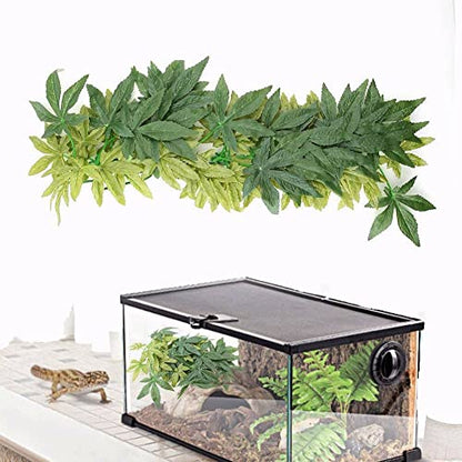 Pssopp Artificial Terrarium Plants, Reptiles Artificial Vine Plastic Fake Hanging Leaves Green Simulation Plant Reptile Terrarium Habitat Decor Aquarium Fish Ornament - size: 50cm