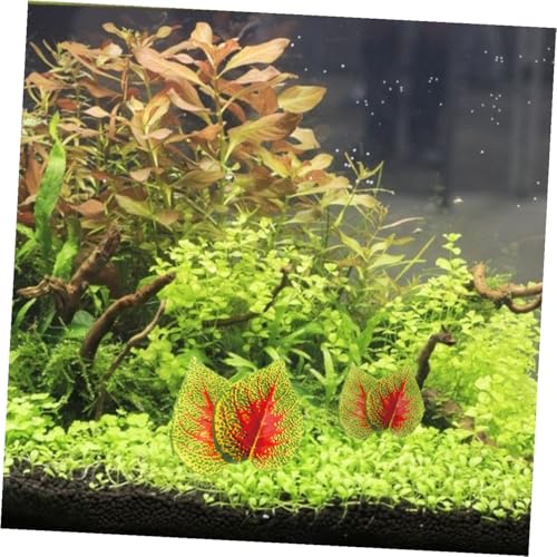 Hemoton 4pcs Aquarium Fake Plants Purple Perilla Leaves with Suction Cups Artificial Terrarium Plant Decorations for Fish Tank Landscaping Reptile Tank Ornaments