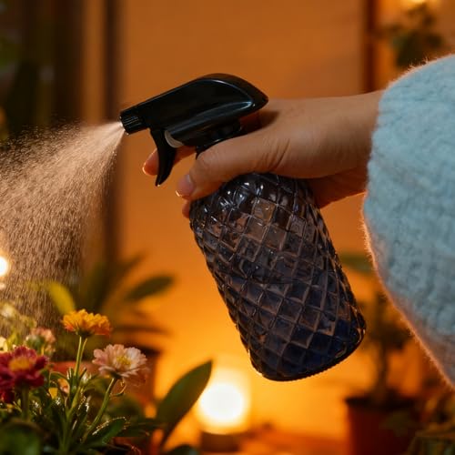 YYTSGG Glass Plant Mister Bottle, 13.5oz Refillable Water Spray Bottle with Adjustable Mist Nozzle for Indoor Flowers, Outdoor Gardening, Cleaning, Hair and Pets Care(Grayish Blue) - color: Grayish Blue
