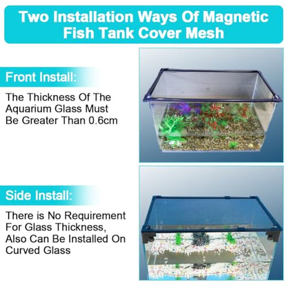 Magnetic Aquarium Cover Lid, DIY Fish Tank lid Anti-Jumping net Cover mesh Terrarium lid Aquarium Hood，Adjustable Size Fit Tank Size Max 35''X19''