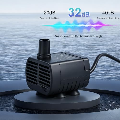 CONQUERALL Submersible DC 12V 3W Aquarium Pump 200L/H 1.5m Lift with 3.3ft Silicone Tube for Water Circulation - color: 12v 3w 200l/H 1.5m Head