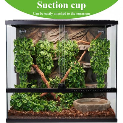Suncalla Reptile Plants Terrarium Hanging Plants Vines Boston Climbing Terrarium Plant with Suction Cup for Bearded Dragons Lizards Crested Gecko Snake Crab Tank(Popular Series,Green) - style: Popular Series