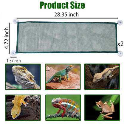 2 Pack Bearded Dragon Hammock,Breathable Mesh Collapsible Reptile Hammock Lounger Climbing Tank Accessories for Lizard Gecko Snakes Axolotls Chameleon (Green) - color: Green