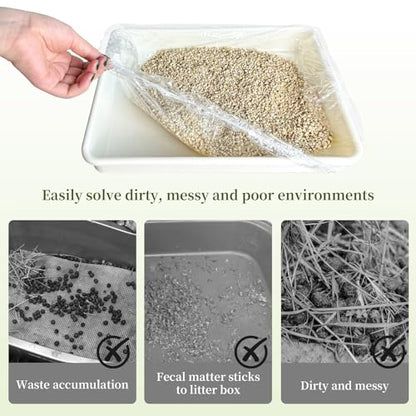 upcessory Disposable 50 pcs Small Animal Cage Liners, Rabbit Tray Film Liner Bunny Litter Pan Bags Guinea Pig Cage Toilet Plastic Film for Bird Hamster Chinchilla Hedgehog - style: L+W ＜ 23''