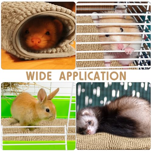 Amylove 4 Pcs Guinea Pig Cage Liner 16 x 24 Inch Washable Chenille Pee Pads Pet Dog Cat Bedding Training Mat Reusable for Small Animals Puppy Bunny Hamster Chinchilla - color: Beige, size: 16 x 24 Inch, style: Low Pile Chenille